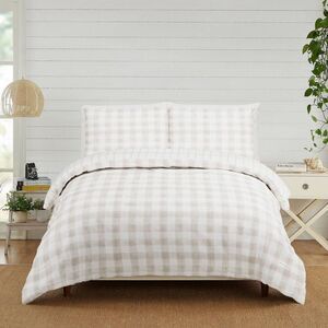Modern Heirloom -  Full/Queen Gingham Comforter Tan Tan